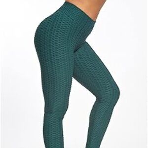 Green scrunchi Buttt texturing women’s Leggings size S‎